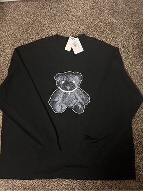 WE11done Long-Sleeve Tee with Teddy Graphic